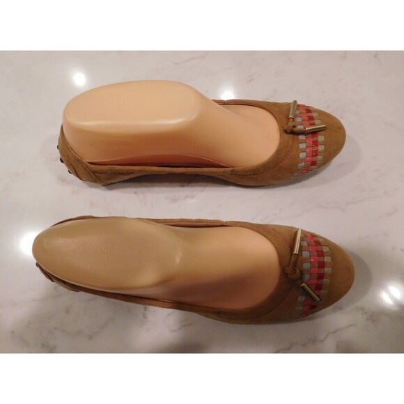 Gorgeous TOD'S Tan Leather Ballet Driving Flats with Basket Weave Design Size 6 - Picture 8 of 10